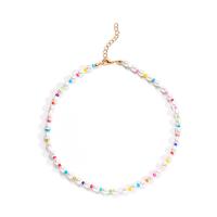 Plastic Pearl Necklace, ABS Plastic Pearl, with Seedbead, plated, fashion jewelry & for woman, multi-colored .30 Inch 