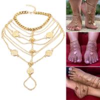 Mode Toe Fußkette, Zinklegierung, Stern, poliert, mehrschichtig & für Frau, keine, 135mm, Länge:ca. 8.19 ZollInch, verkauft von PC