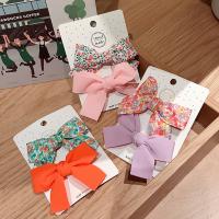 Children Hair Clip, Cloth, with Zinc Alloy, Bowknot, printing, 2 pieces & for children 