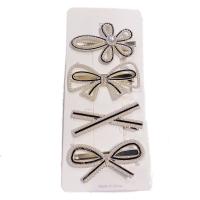 Alligator Hair Clip, Zinc Alloy, with Plastic Pearl, plated & with rhinestone, 60mm 