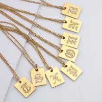 Stainless Steel Jewelry Necklace, gold color plated, fashion jewelry & with letter pattern & for woman .72 Inch 