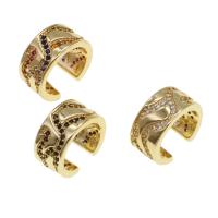 Earring Cuff and Wraps, Brass, micro pave cubic zirconia & for woman, golden 