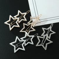 Hair Clip, Zinc Alloy, with Plastic Pearl, Star, plated, fashion jewelry & for woman & with rhinestone 