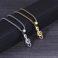 Titanium Steel Necklace, with 3mm extender chain, Music Note, plated, box chain & for man Approx 23.62 Inch 