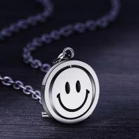 Titanium Steel Necklace, Smiling Face, polished, rolo chain & for man, silver color Approx 23.62 Inch 