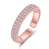 metal Anillo de dedo Cuff, con diamantes de imitación, chapado, para mujer, más colores para la opción, 3mm, Vendido por UD