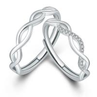 Anilo de dedo de latón, metal, con diamantes de imitación, chapado en color de plata, unisexo & diverso tamaño para la opción, plateado, Vendido por UD