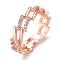 metal Anillo de dedo Cuff, con diamantes de imitación, Patrón Geométrico, chapado, para mujer & hueco, más colores para la opción, 17.3x5.55mm, Vendido por UD