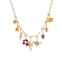 Rhinestone Zinc Alloy Necklace, with Plastic, gold color plated, for woman & with rhinestone Approx 17.72 Inch 