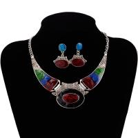 Enamel Zinc Alloy Jewelry Sets, earring & necklace, 12 Signs of the Zodiac, plated, folk style & for woman 39mm Approx 16.92 Inch 