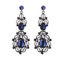 Zinc Alloy Rhinestone Drop Earring, plated, for woman & with rhinestone & hollow 