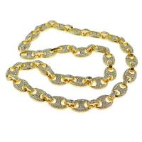 Rhinestone Zinc Alloy Necklace, gold color plated, Unisex & with rhinestone 