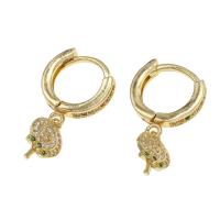 Huggie Hoop Drop Earring, Brass, Lollipop, micro pave cubic zirconia & for woman, golden 