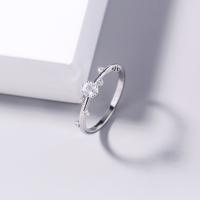 Zircon pavent l'anneau en laiton de doigt, Réglable & unisexe & pavé de micro zircon, argent, 15.3mm, Vendu par PC