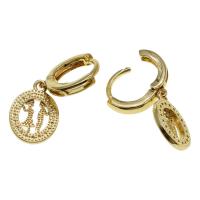 Huggie Hoop Drop Earring, laiton, Rond, pavé de micro zircon & pour femme, doré Vendu par paire