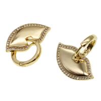 Huggie Hoop Drop Earring, Brass, Lip, micro pave cubic zirconia & for woman, golden 