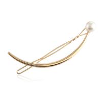 Hair Clip, Zinc Alloy, with Plastic Pearl, plated, fashion jewelry & for woman 