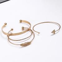 Zinc Alloy Cuff Bangle, plated, 4 pieces & fashion jewelry & for woman, golden 