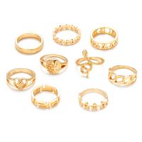 Zink-Legierung Ring Set, Zinklegierung, goldfarben plattiert, neun Stück & Modeschmuck & für Frau, goldfarben, frei von Nickel, Blei & Kadmium, verkauft von setzen