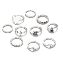 Zink-Legierung Ring Set, Zinklegierung, neun Stück & Modeschmuck & für Frau, originale Farbe, frei von Nickel, Blei & Kadmium, verkauft von setzen