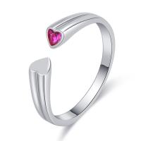 metal Anillo de dedo Cuff, con diamantes de imitación, Corazón, chapado, para mujer, más colores para la opción, Vendido por UD