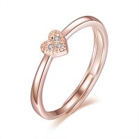 Rhinestone Brass Finger Ring, with Rhinestone, Heart, plated, for woman 2mm 