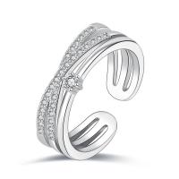 metal Anillo de dedo Cuff, con diamantes de imitación, chapado, para mujer, más colores para la opción, 17x7mm, Vendido por UD