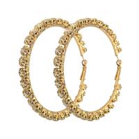 Zinc Alloy Rhinestone Hoop Earring, Donut, gold color plated, for woman & with rhinestone 