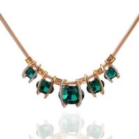 Rhinestone Zinc Alloy Necklace, gold color plated, for woman & with rhinestone Approx 17.72 Inch 