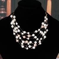 Fashion Multi Layer Necklace, Zinc Alloy, with Plastic Pearl, plated, for woman & multi-strand Approx 17.72 Inch 