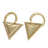 Huggie Hoop Drop Earring, Brass, Triangle, micro pave cubic zirconia & for woman, golden 