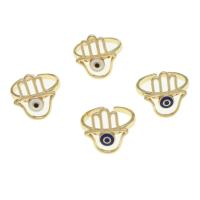 Brass Cuff Finger Ring, Hamsa, Adjustable & for woman & enamel 