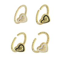 Brass Cuff Finger Ring, Heart, Adjustable & for woman & enamel 
