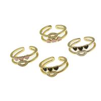 Brass Cuff Finger Ring, Adjustable & for woman & enamel 