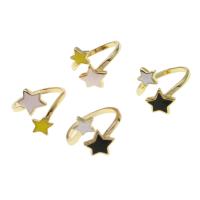 Brass Cuff Finger Ring, Star, Adjustable & for woman & enamel 