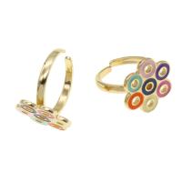 Brass Cuff Finger Ring, Adjustable & for woman & enamel, multi-colored 