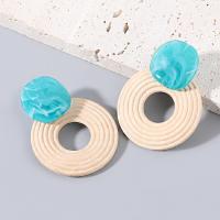 Wood Earring, with Resin, fashion jewelry & for woman 