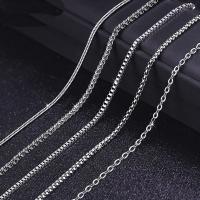 Titanium Steel Chain Necklace, polished & for man, silver color, 3mm 