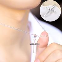 Латунь крест подвески, Kресты, плакирован серебром, Мужская, серебряный продается PC