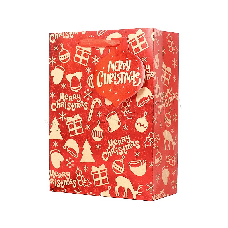 Bolso del regalo de la Navidad, Papel, estampado en caliente, Diseño de Navidad & diverso tamaño para la opción & diferentes patrones para la opción, Vendido por UD