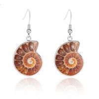 Seashell Earrings, Zinc Alloy, with Trumpet Shell, platinum color plated, for woman 