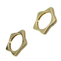 Brass Cuff Finger Ring, Flower, Adjustable & micro pave cubic zirconia & for woman, golden 