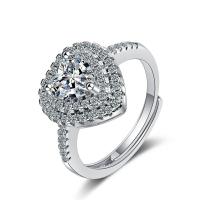 Cubic Zircon Brass Finger Ring, Adjustable & micro pave cubic zirconia & for woman, silver color Inner Approx 16mm 