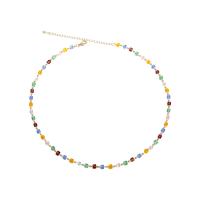 Collar de cristal, con metal, para mujer, multicolor, longitud:35.5 cm, Vendido por UD