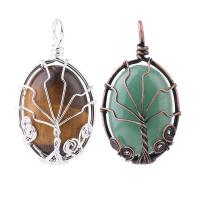 Gemstone Brass Pendants, with Gemstone, plated & for woman 