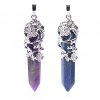 Gemstone Brass Pendants, with Gemstone, platinum color plated & for woman 