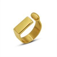 Titanium Steel Cuff Finger Ring, gold color plated, for woman, US Ring 