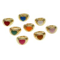 Brass Open Finger Ring, Heart, Adjustable & for woman & enamel 
