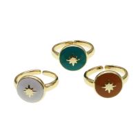 Brass Cuff Finger Ring, Round, Adjustable & for woman & enamel 