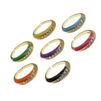 Brass Cuff Finger Ring, Adjustable & micro pave cubic zirconia & for woman & enamel 